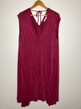 Eri + Ali Briella Women's Burgundy Cap Sleeve Midi Dress Large Anthropologie